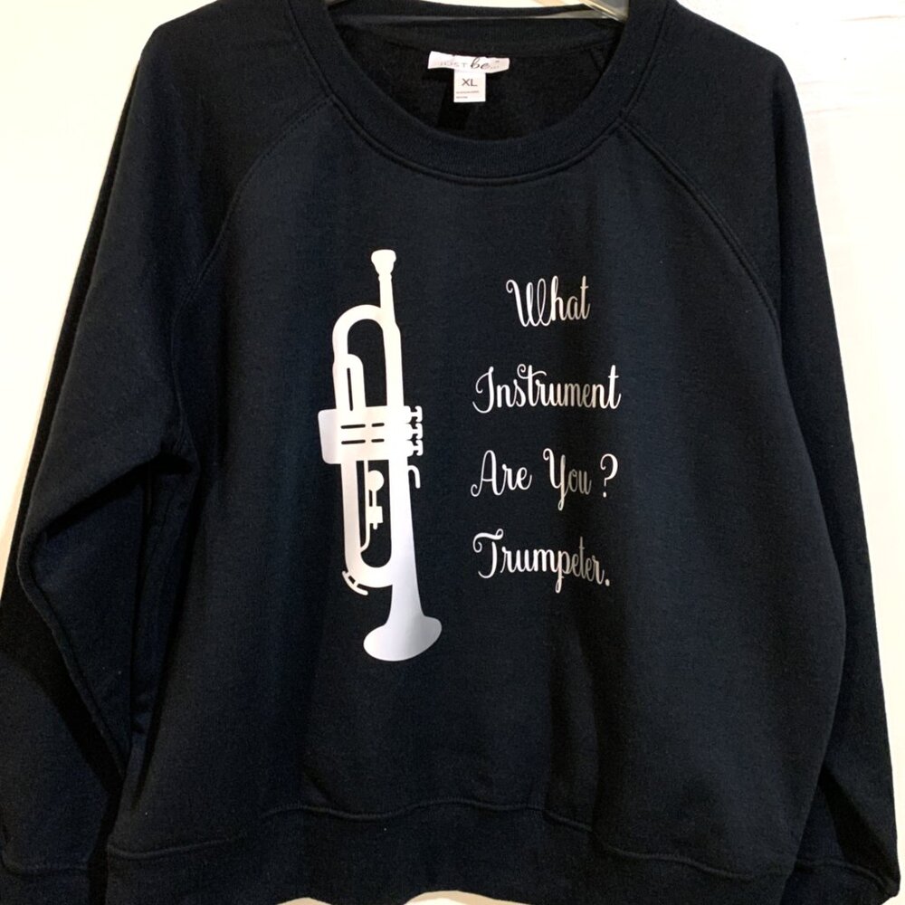 Ladies Unique Black Trumpeter Sweatshirt Size XL